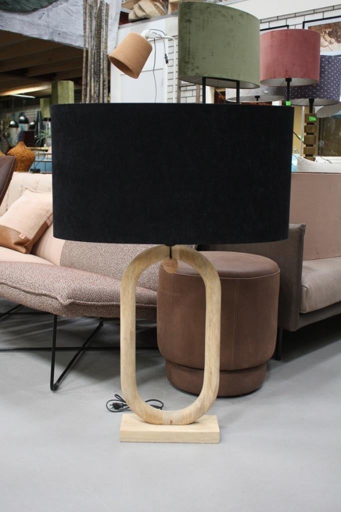 Prachtige tafellamp Paceco Light & Living hout velvet ovaal, Ophalen of Verzenden, Zo goed als nieuw