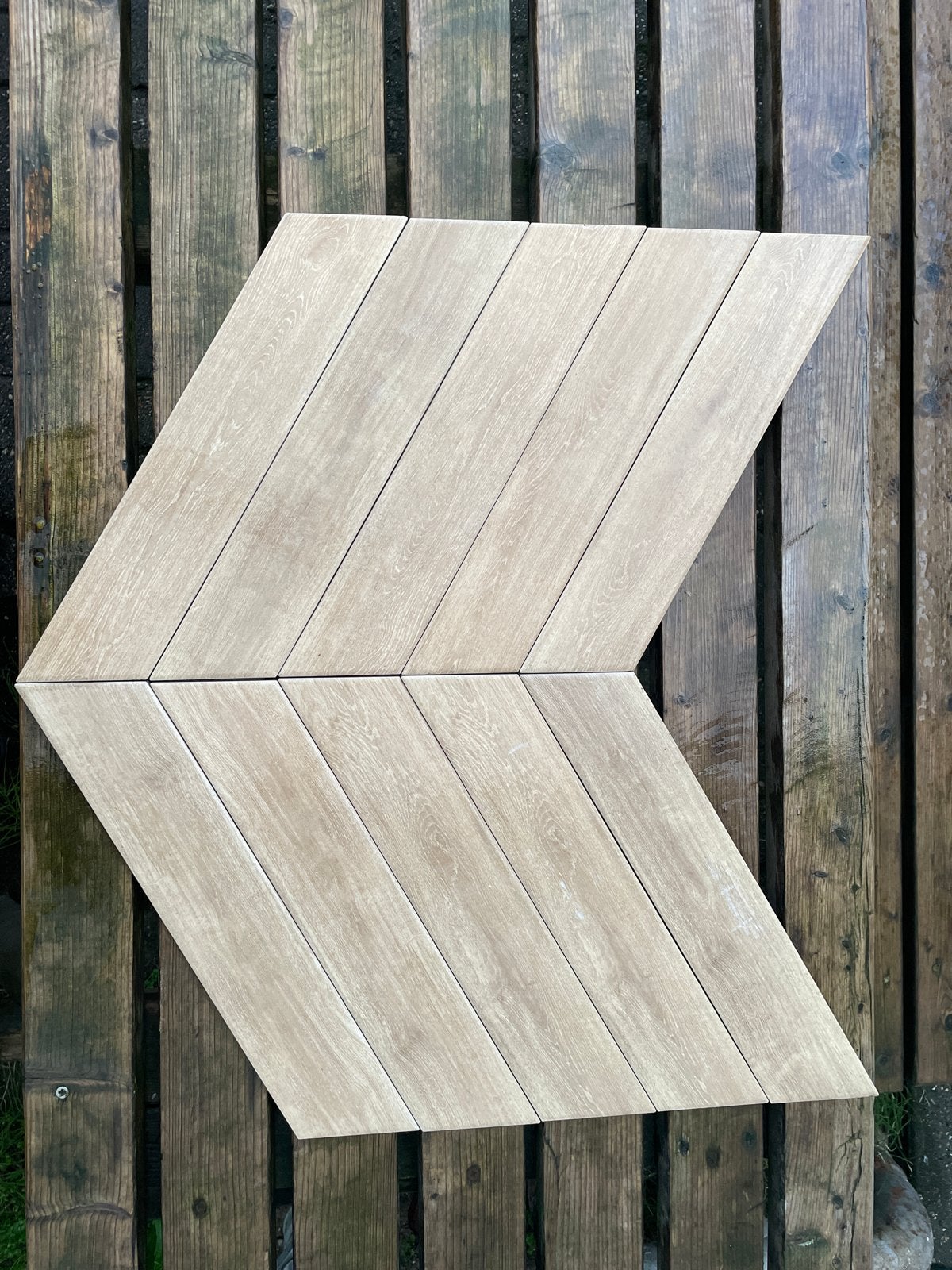 Monopole Azario Chevron Beige Mat Houtlook Tegels (5 m²), Ophalen, Keramiek, Nieuw, 20 tot 40 cm