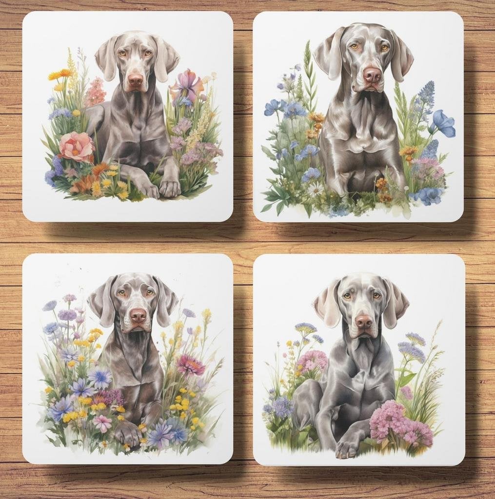Weimaraner Aquarel onderzetters met houder, Ophalen of Verzenden, Nieuw