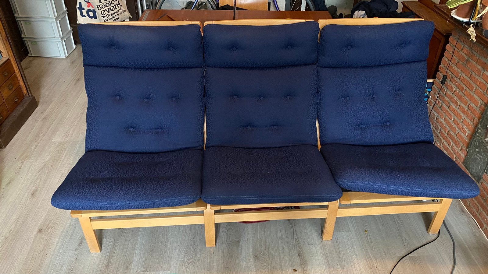 50’s Houten bankstel KARL-ERIK EKSELIUS, Ophalen, Zo goed als nieuw, 75 tot 100 cm, 150 tot 200 cm