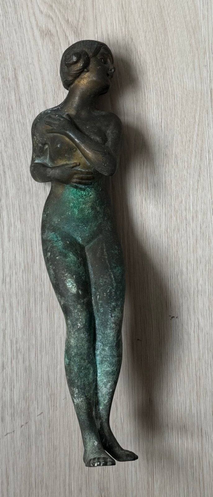 Brons Art Deco beeld van een naakte dame., Antiek en Kunst, Ophalen of Verzenden