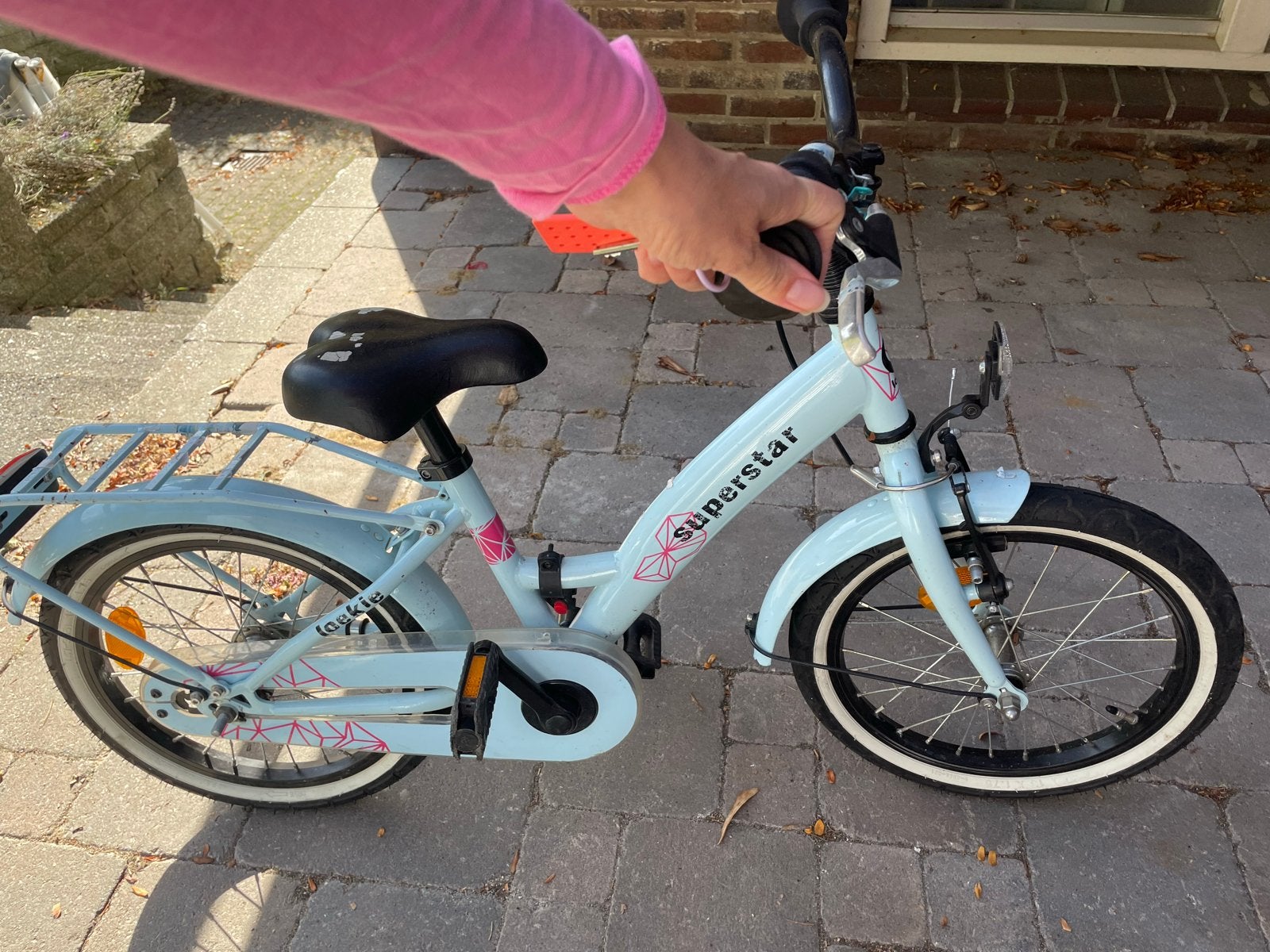 Superstar Joekie Kinderfiets - Lichtblauw, Ophalen, Gebruikt, Velgrem, 16 tot 20 inch