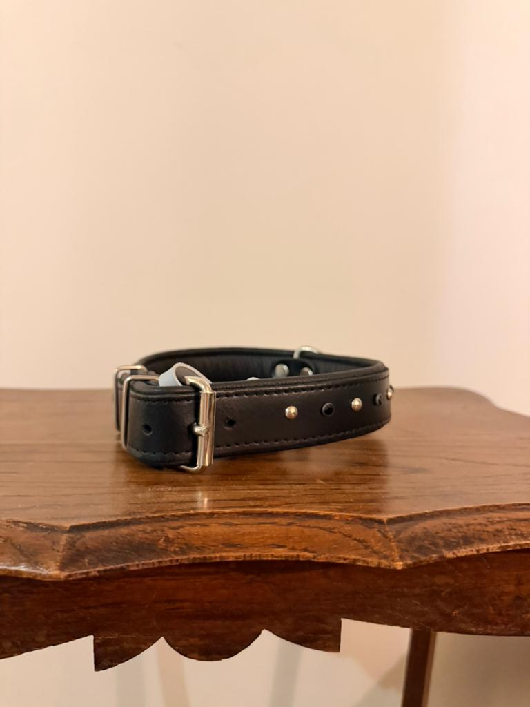 Nieuwe zwarte leren Petdesign halsband met swarovski., Ophalen of Verzenden, Nieuw