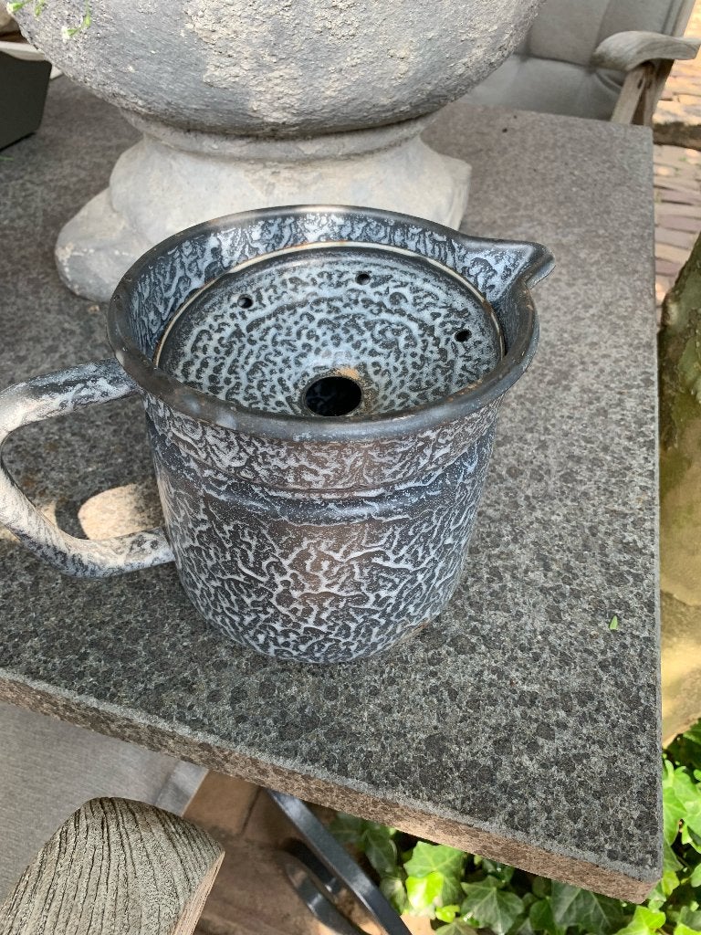 grijs gewolkt emaille melkkoker, Ophalen of Verzenden