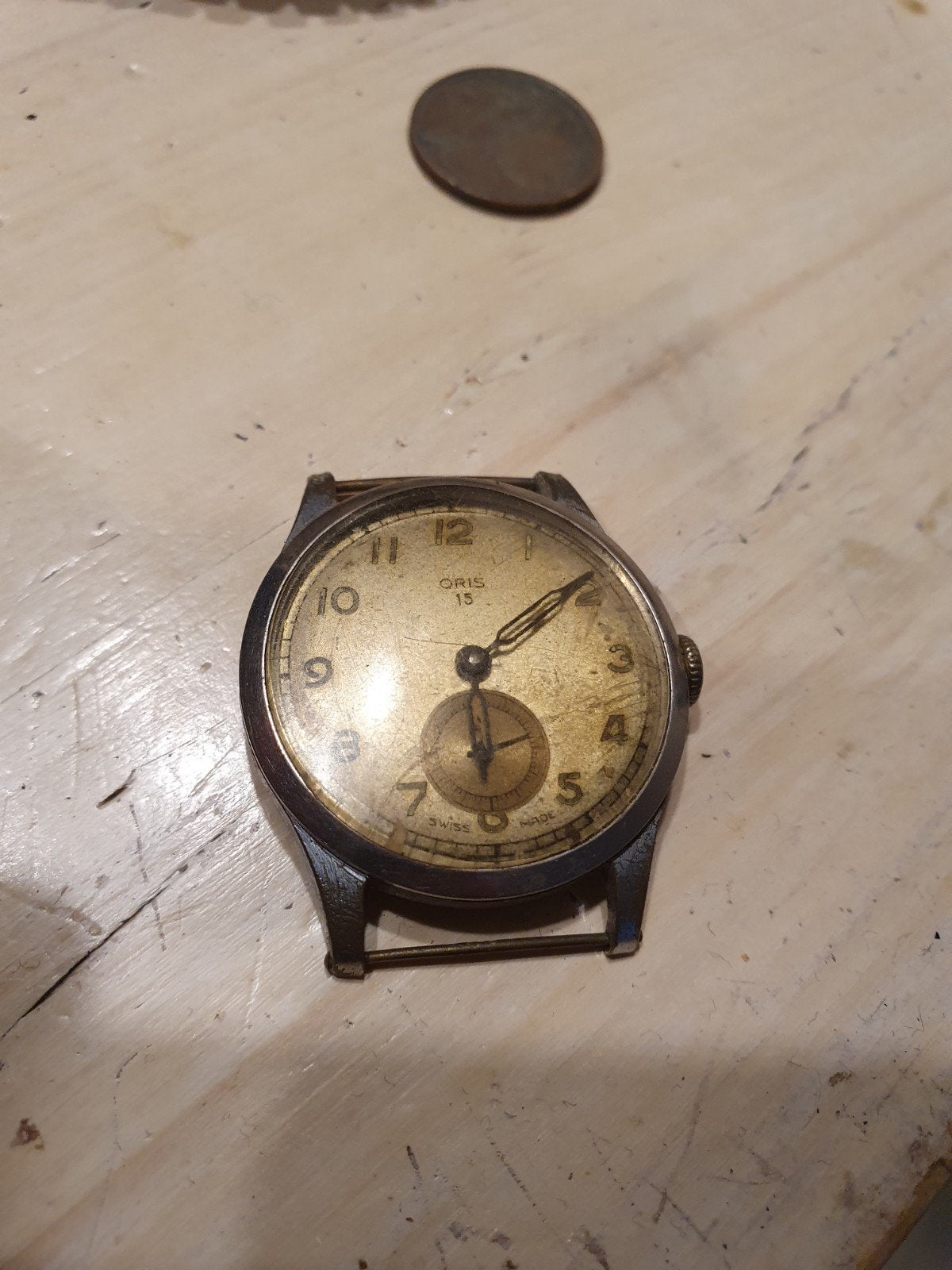 Vintage Oris 15 Militair Polshorloge - Kaliber 451 Jaren '40, Overige materialen, Polshorloge, 1930 tot 1960, Ophalen