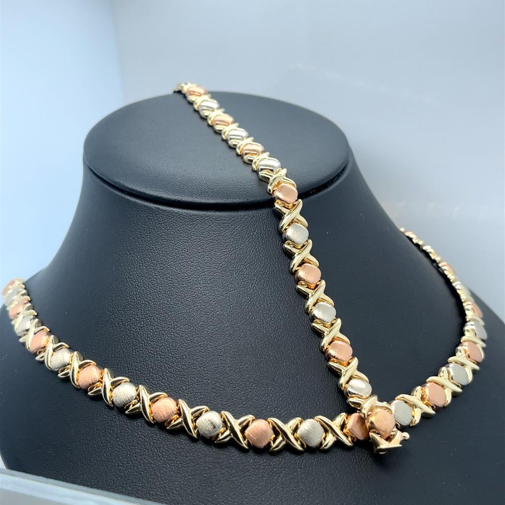 Tricolor schakel collier, Ophalen, Zo goed als nieuw, Goud, Goud
