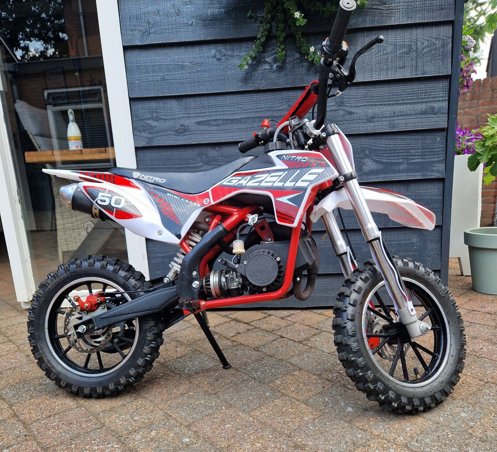 Stoere 49cc mini crosser/pitbike - Zo goed als nieuw, Ophalen, Nitro Gazelle, Schijfrem, Pitbike