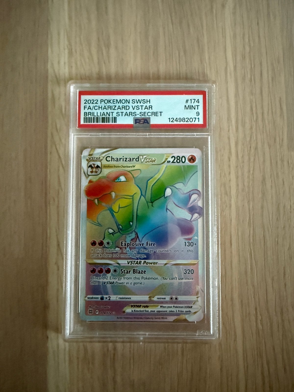 PSA 9 Charizard VSTAR 174/172 – Brilliant Stars Secret Rare, Ophalen, Zo goed als nieuw