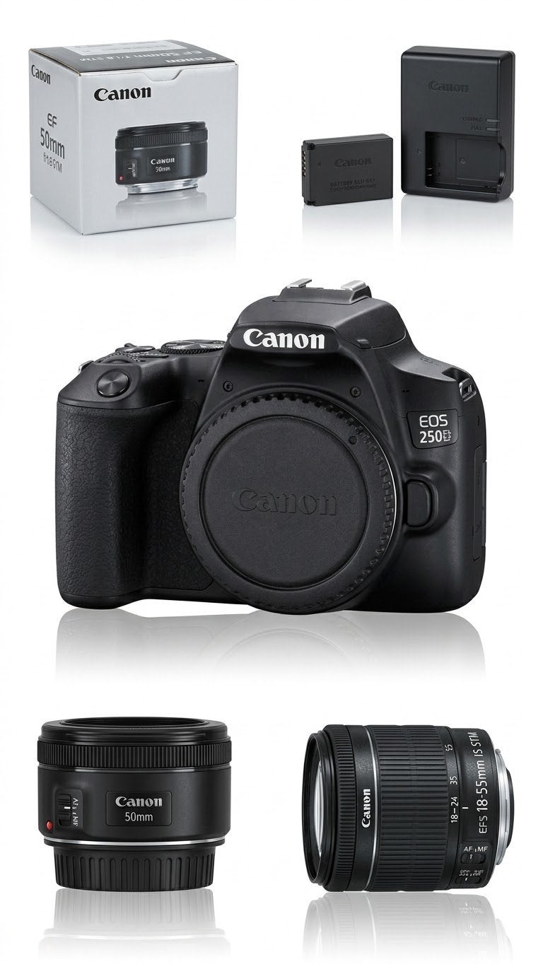 Canon EOS 250D Set (Zo Goed Als Nieuw) + 18-55mm STM & 50mm, Ophalen, Canon, Zo goed als nieuw, Bluetooth