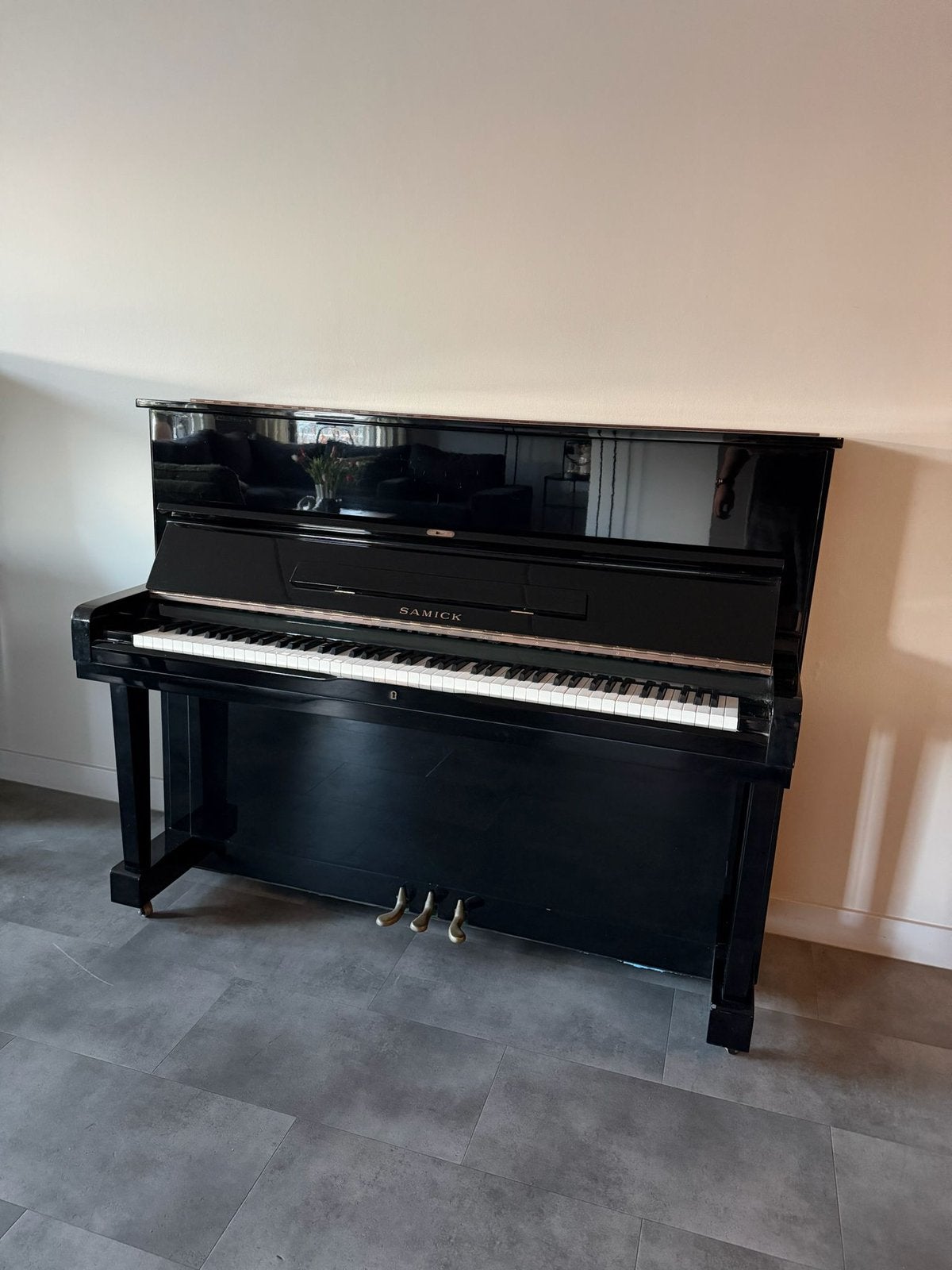 Hoogglans zwart piano Samick 1984, Ophalen, Zwart, Zo goed als nieuw, Piano