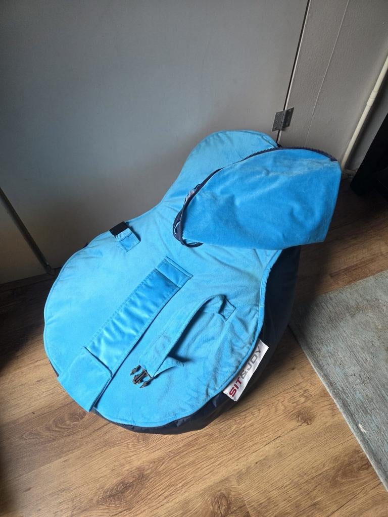 Sit&Joy Baby Zitzak met Riemen en Hoes - Blauw, Ophalen of Verzenden, Gebruikt