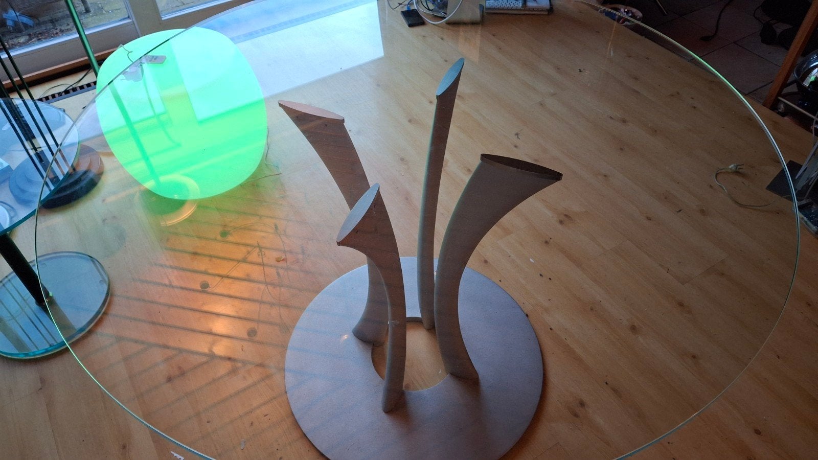 Rolf Benz glazen eettafel - Rond 120 cm, Ophalen, Modern design, Rond, Zo goed als nieuw