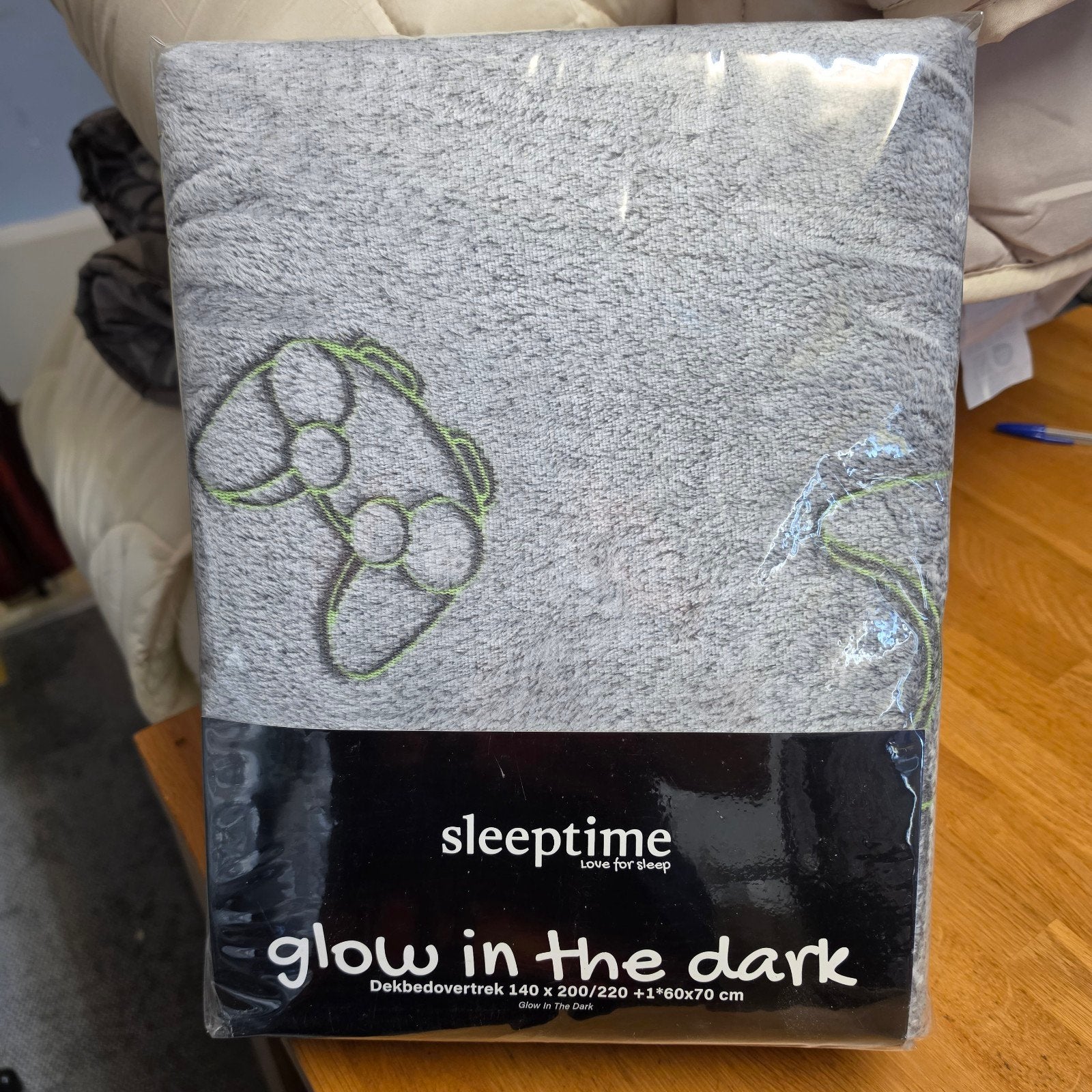 Sleeptime Glow in the Dark Dekbedovertrek Games Grijs, Eenpersoons, Dekbedovertrek, Onbekend, Nieuw