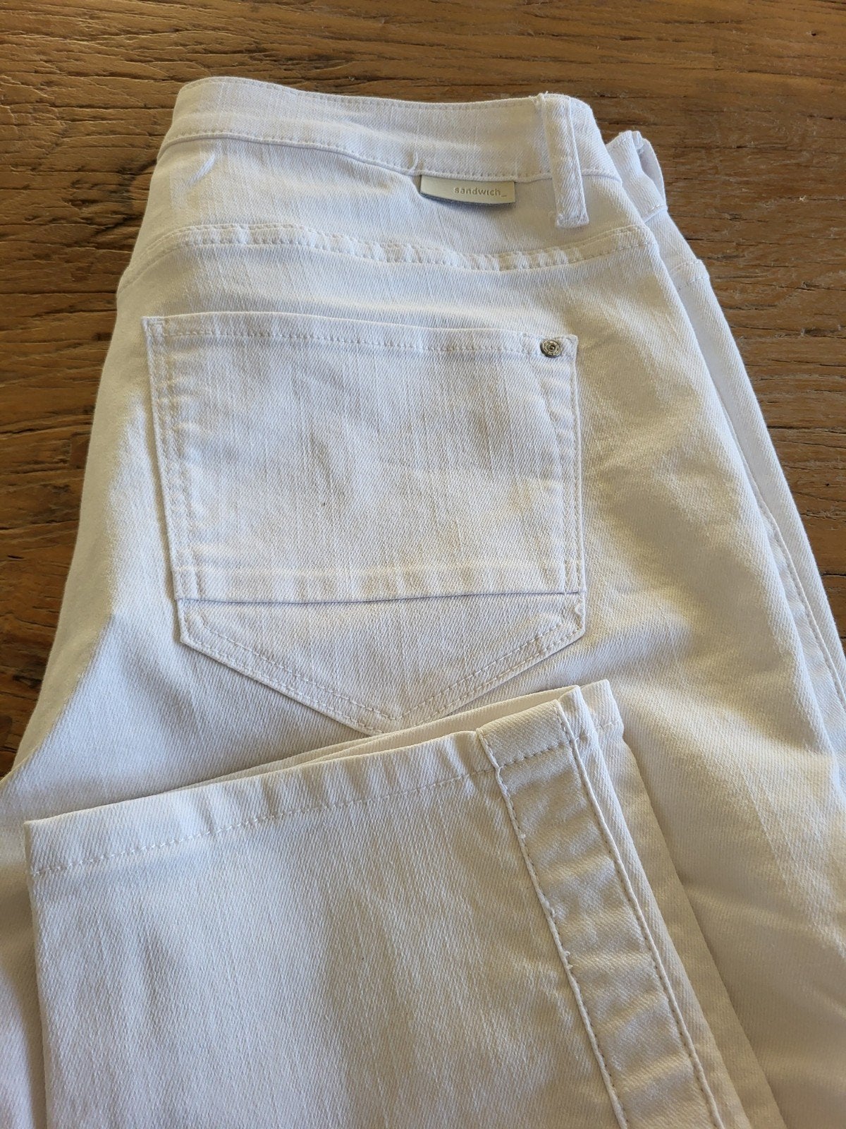 Witte Slim Fit Skinny High Waist Broek - Sandwich Maat 42, Wit, Maat 42/44 (L), Ophalen of Verzenden, Lang