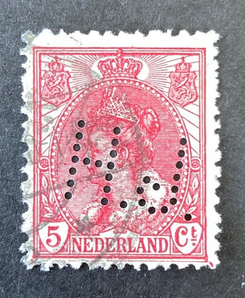 Perfin HJ 1 in nvph 60 (plaatfout), Ophalen of Verzenden, Gestempeld