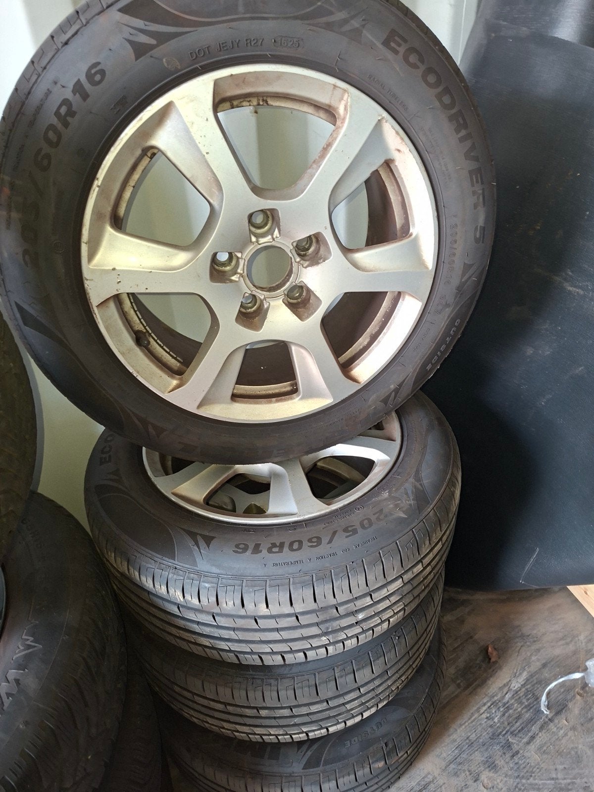 Audi A4 velgen met zomerbanden - 205/60R16, Auto-onderdelen, Gebruikt, 16 inch, Banden en Velgen, Personenwagen