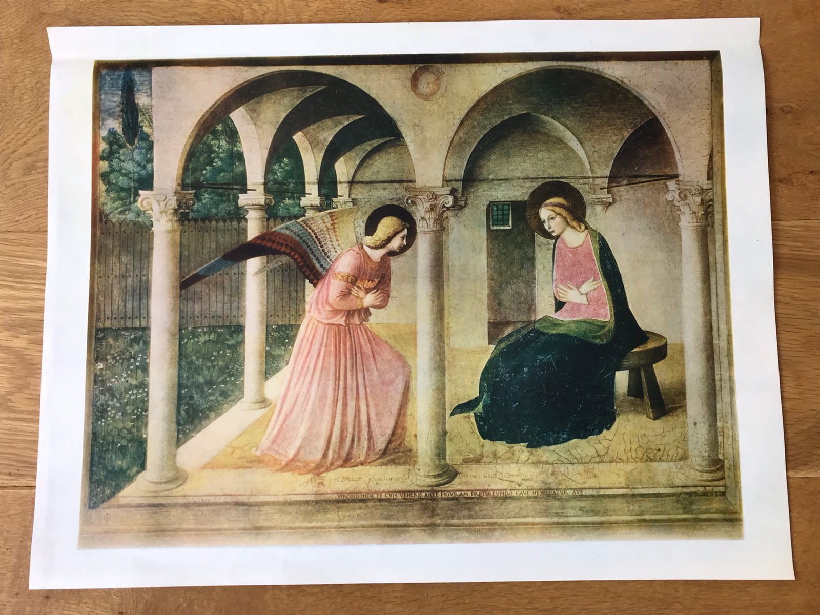Reproductie / fotocromia Angelico annunciatie Maria, Ophalen of Verzenden, Gebruikt, Kaart of Prent, Christendom | Katholiek