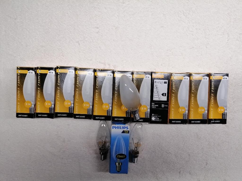 15 gloeilampen kaars E14  40watt, 30 tot 60 watt, Gloeilamp, E14 (klein), Nieuw