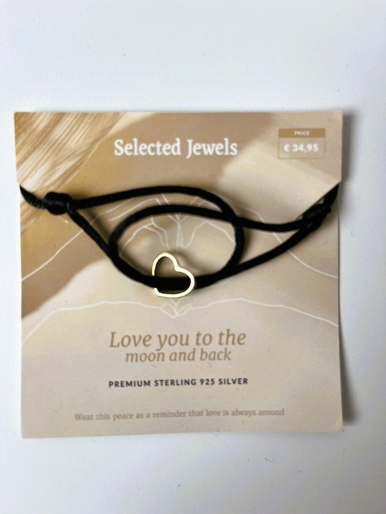Premium Sterling 925 zilver goudkleurig hart armband, Ophalen of Verzenden, Nieuw, Zilver, Zilver