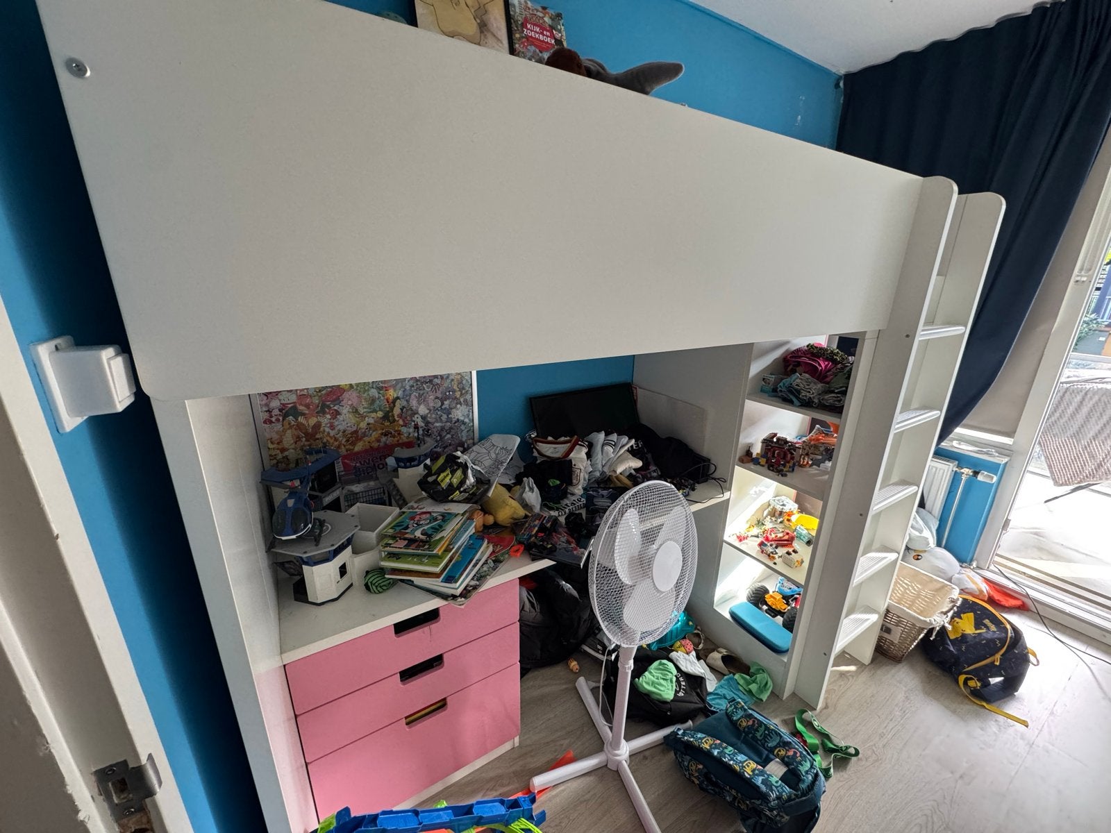 IKEA Småstad Hoogslaper met bureau en opbergruimte, Ophalen, Gebruikt, Eenpersoons, 200 cm