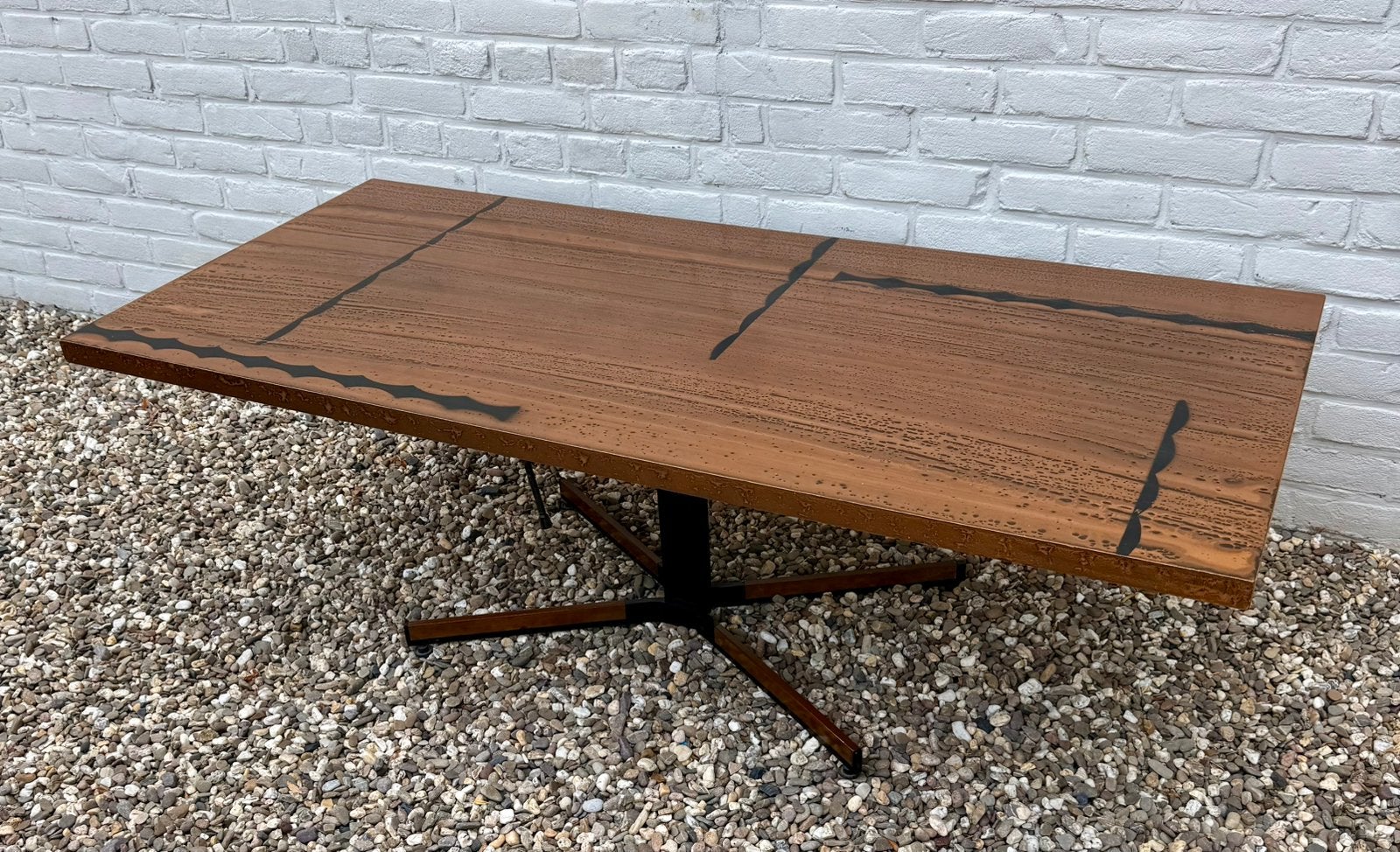 modernistische vintage koperen salontafel ilse Möbel, Ophalen, 100 tot 150 cm, 50 tot 100 cm, Zo goed als nieuw