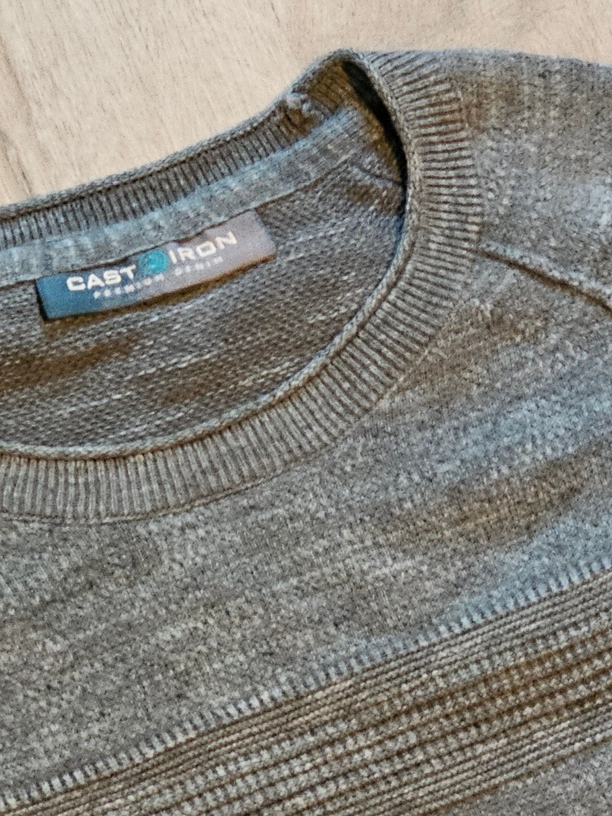 Cast Iron Groen Melange Katoenen Trui Maat L, Kleding | Heren, Maat 52/54 (L), Ophalen of Verzenden, Zo goed als nieuw, Cast Iron