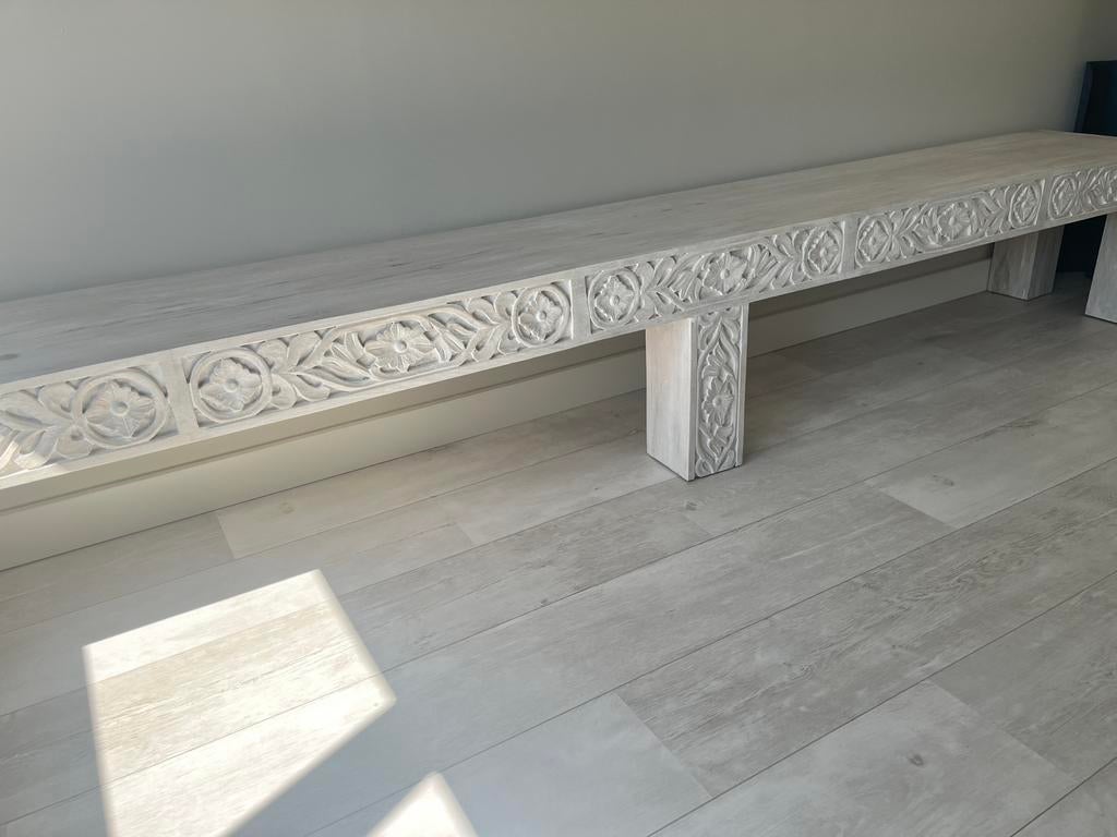 Dressoir/tv kast/bankje oosters indiaas mangohout, Ophalen, 200 cm of meer, Zo goed als nieuw, 25 tot 50 cm