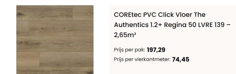 PVC click Coretec 50LVRE139 ( 3,25 m2 ), Ophalen, Kunststof, 50 tot 150 cm, Nieuw