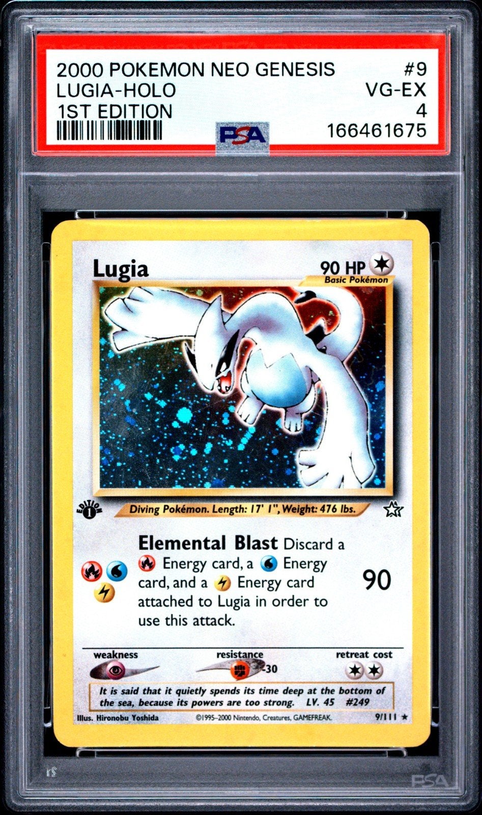 Lugia Holo 1st Edition PSA 4 - 2000 Pokémon Neo Genesis, Ophalen of Verzenden, Gebruikt, Losse kaart, Foil