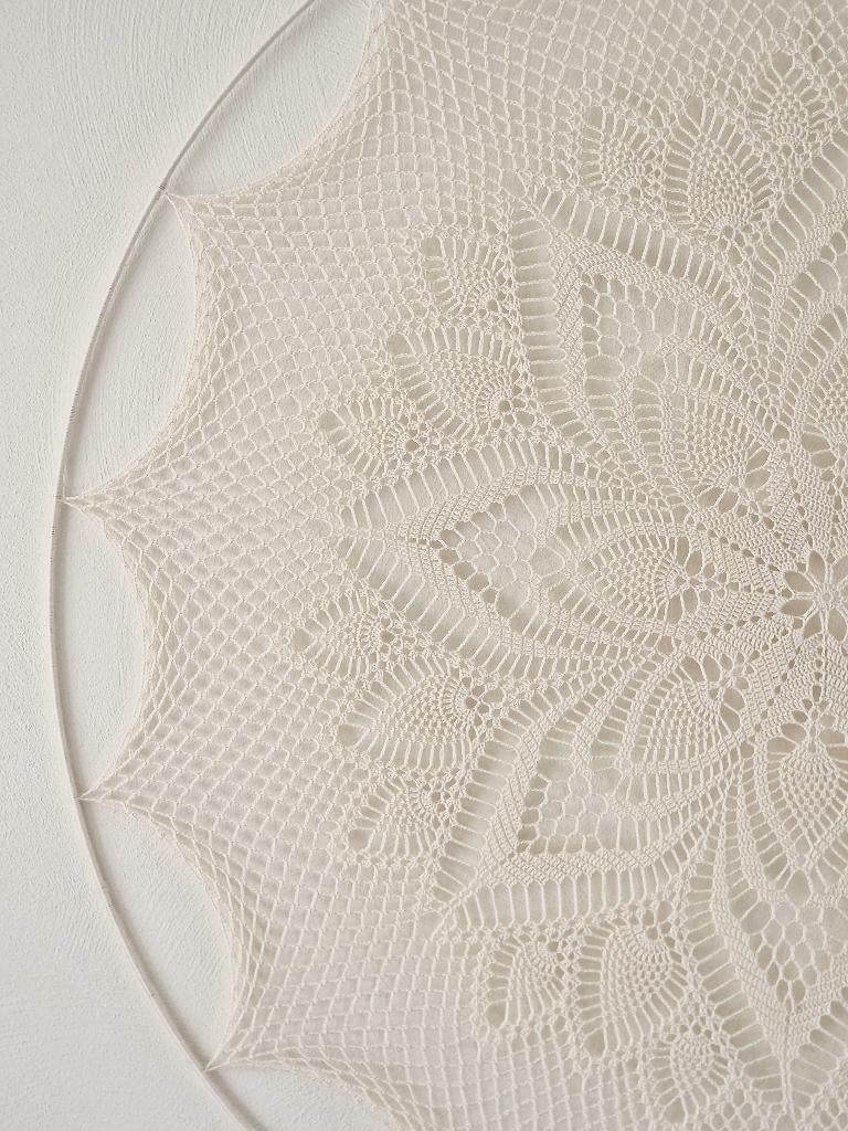 Mandala 100 cm Warm Hearted White, raamhanger/muurhanger, Ophalen, Wandhanger, Textiel, Nieuw