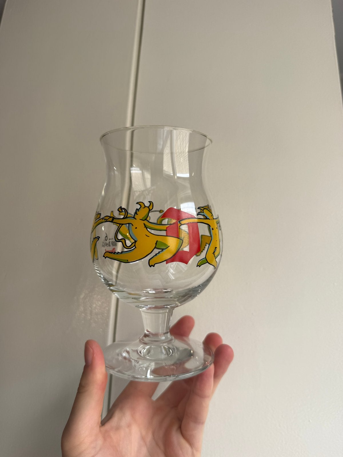 Duvel glas - Limited Edition Hop Davils, Ophalen, Zo goed als nieuw, Glas of Glazen, Duvel