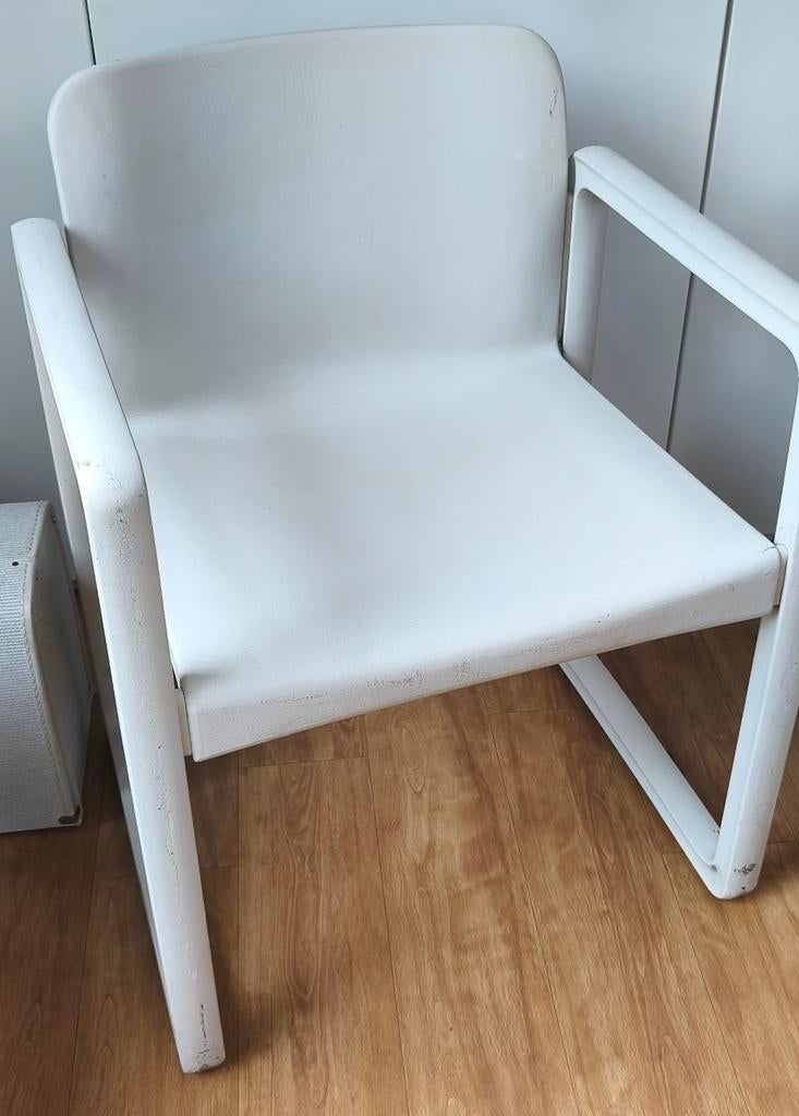 Vintage Kembo Holland stoelen - Wit met armleuningen, Ophalen, Gebruikt, Twee, Vintage, Dutch Design, jaren zeventig