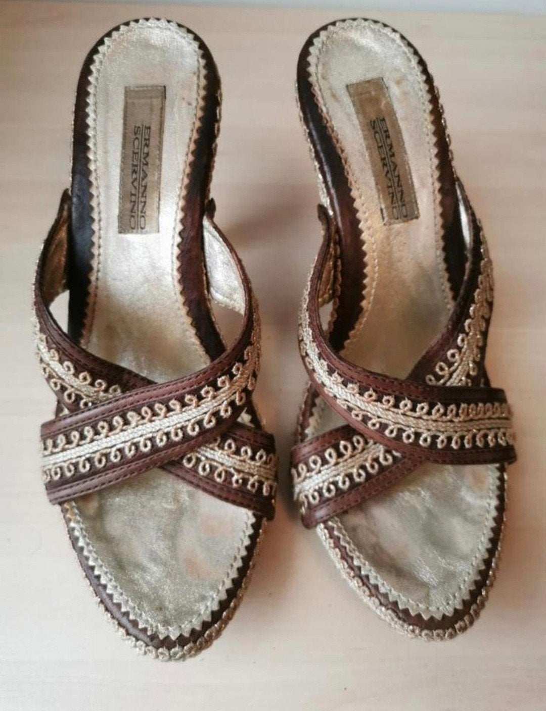 Ermanno scervino elegante sandaaltjes hakje 38 ww 980,-, Verzenden, Beige, Sandalen of Muiltjes, Zo goed als nieuw