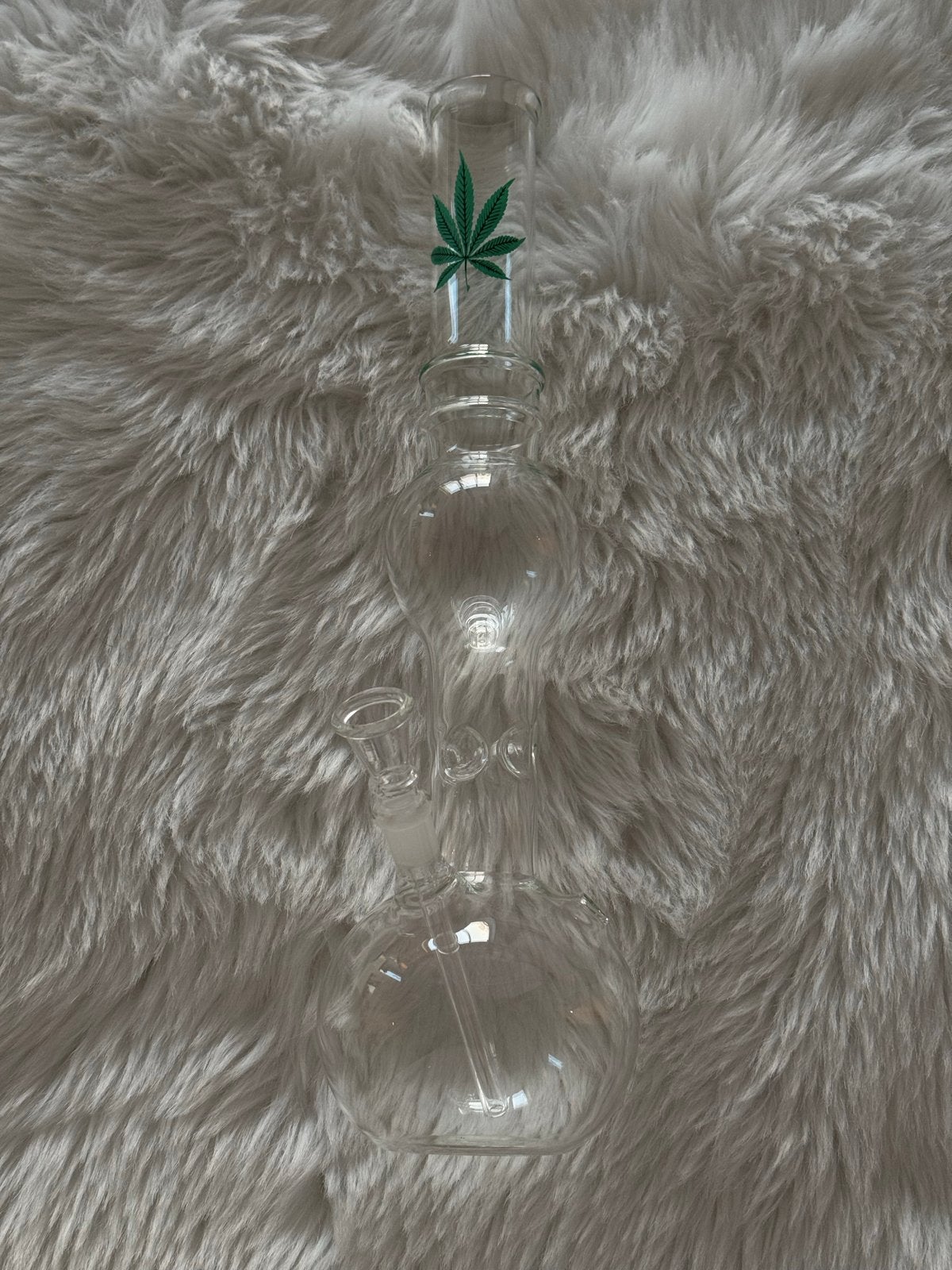 Glazen Bong / waterpijp met Cannabisblad logo  - 1x Gebruikt, Ophalen, Zo goed als nieuw