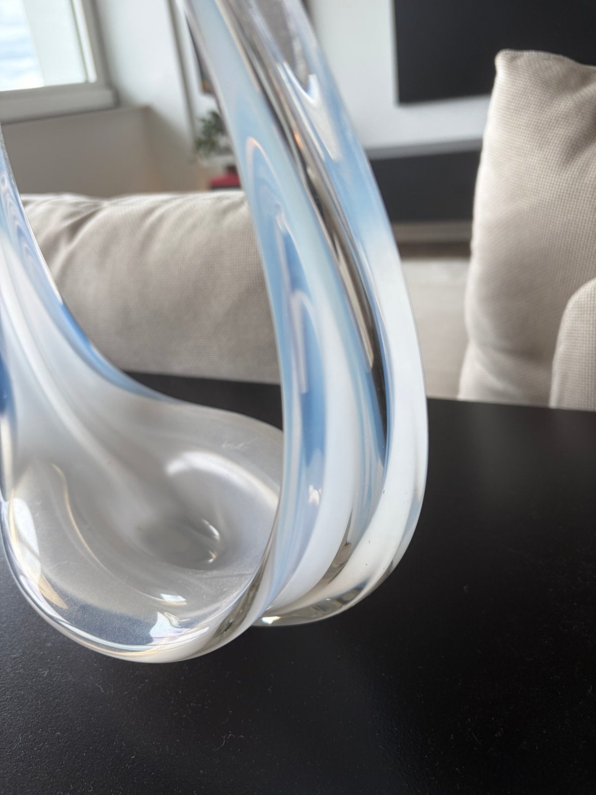 Glazen decoratieve schaal, blauw en wit, Ophalen of Verzenden