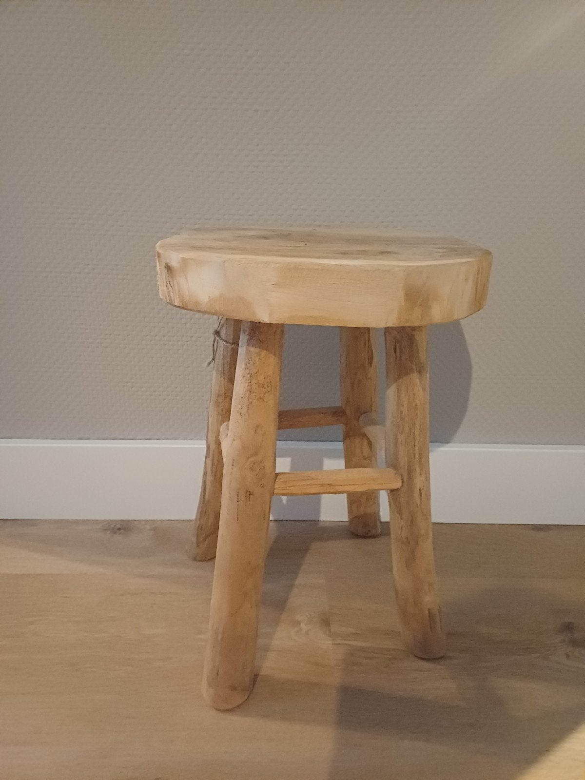 Mooi blank houten krukje - natuurlijke look, Ophalen, Gebruikt, Hout