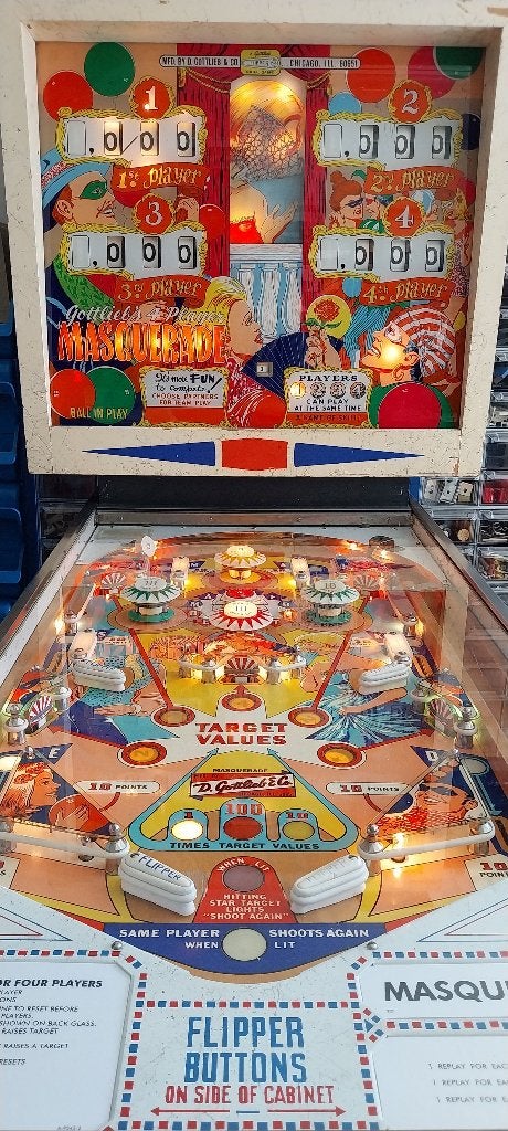 Te Koop: Gottlieb Masquerade flipperkast, Verzamelen, Ophalen, Gebruikt, Mechanisch, Gottlieb