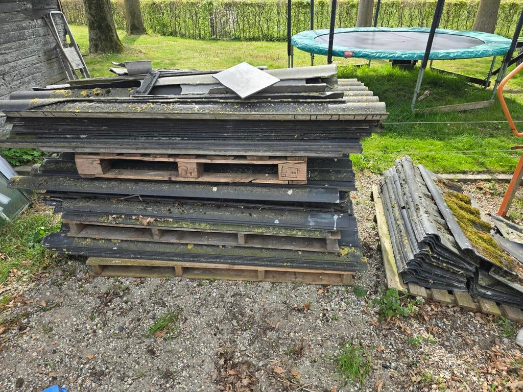 Asbestvrije golfplaten 183 en 153 met nok stukken, Tuin en Terras, Ophalen, Hout
