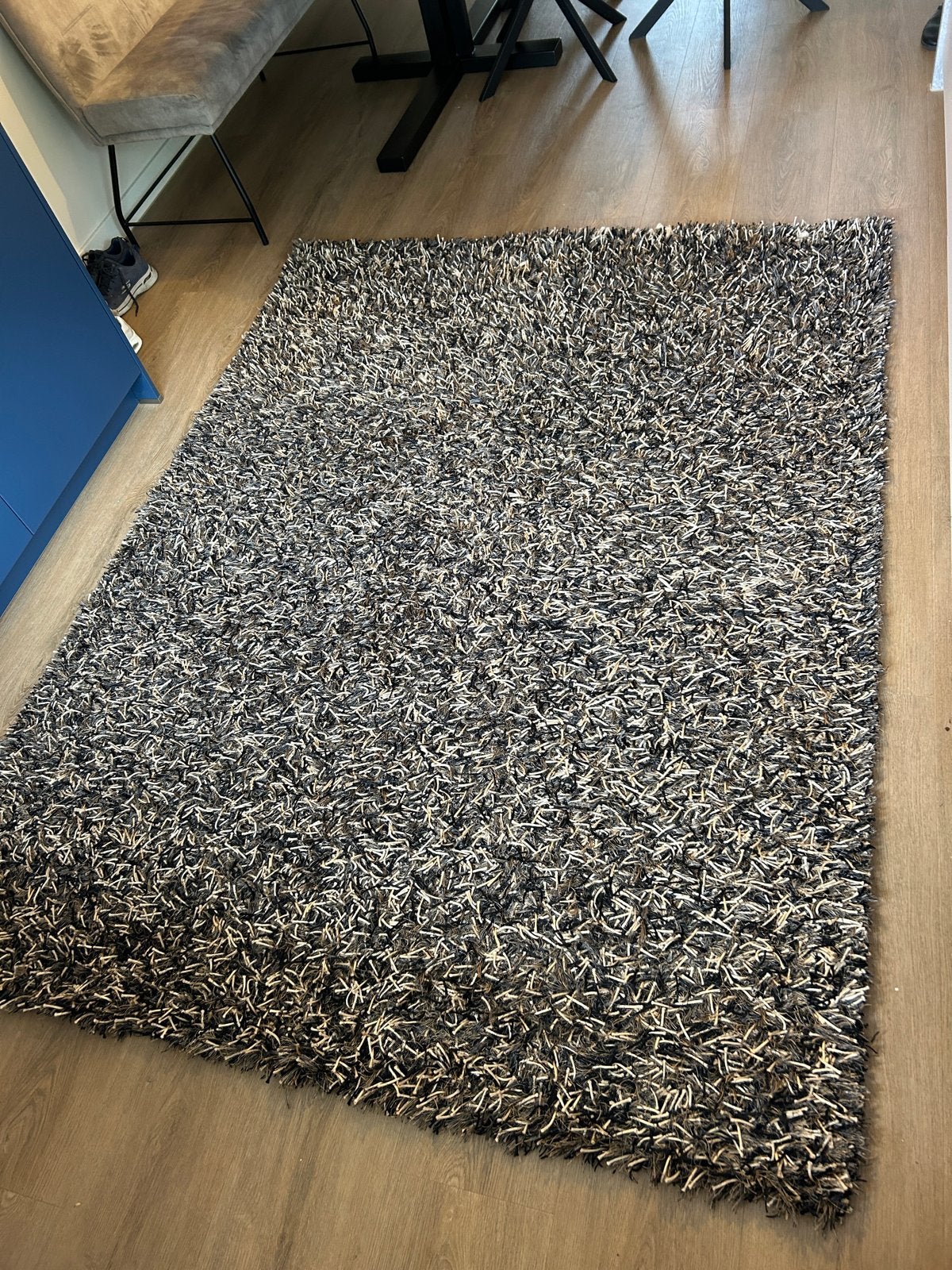 Vloerkleed zwart/bruin 170x230 cm, Huis en Inrichting, Stoffering | Tapijten en Kleden, Ophalen, Gebruikt, Zwart, 150 tot 200 cm