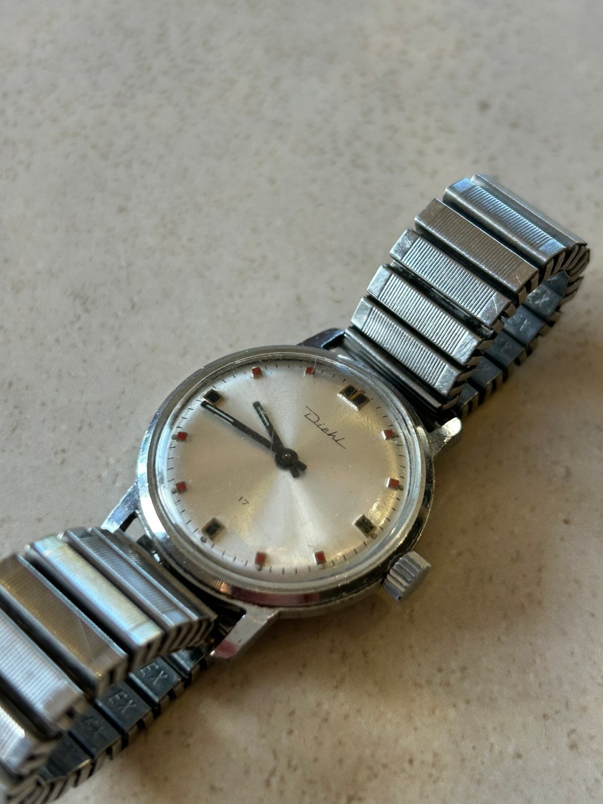 Diehl vintage horloge Fixo-Flex band, Staal, Met bandje, Polshorloge, 1960 of later