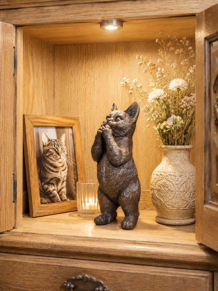 BRONZEN KAT / POES / KITTEN / TUINBEELD / BRONS