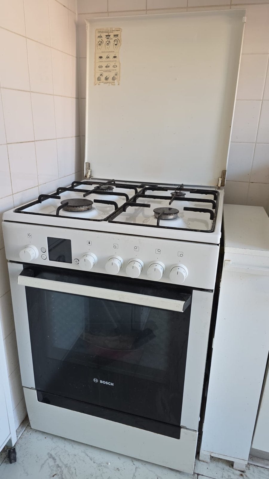 Bosch Gasfornuis met Oven en Opberglade, Ophalen, Gebruikt, 4 kookzones, Gas