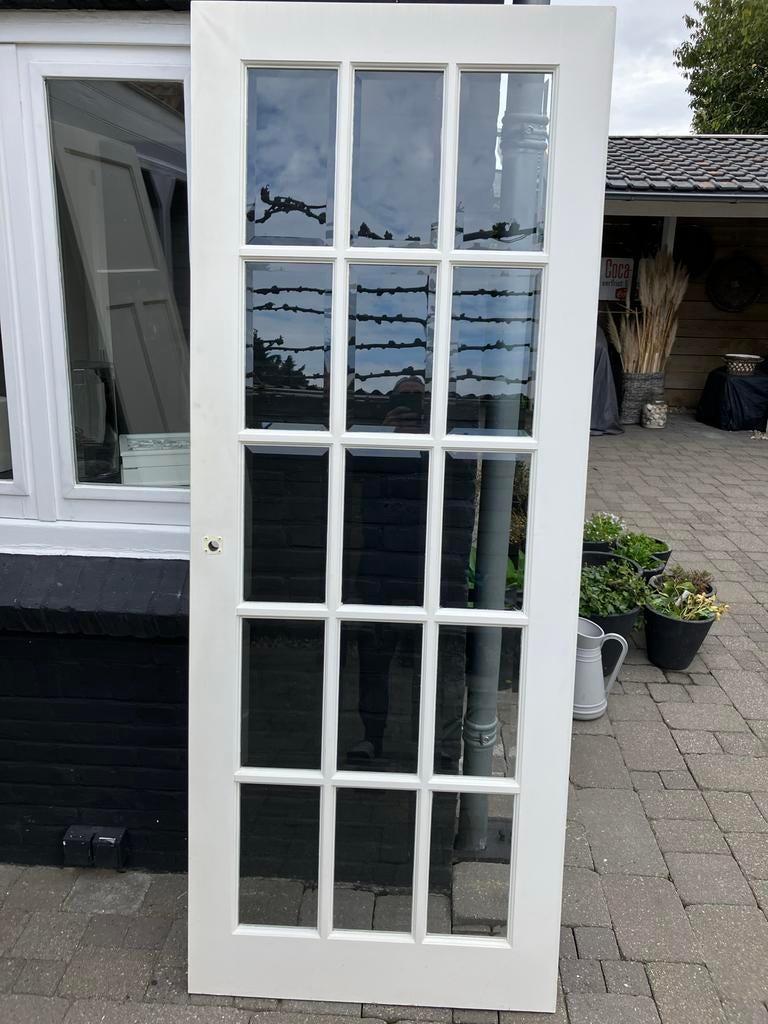 2 binnendeuren met geslepen glas, Gebruikt, 80 tot 100 cm, Binnendeur, Ophalen of Verzenden