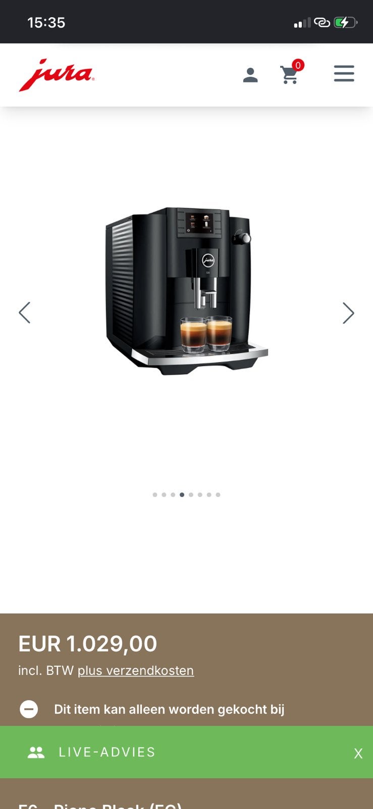 Jura E6 volautomatische espressomachine, Witgoed en Apparatuur, Ophalen of Verzenden, Zo goed als nieuw, Espresso apparaat