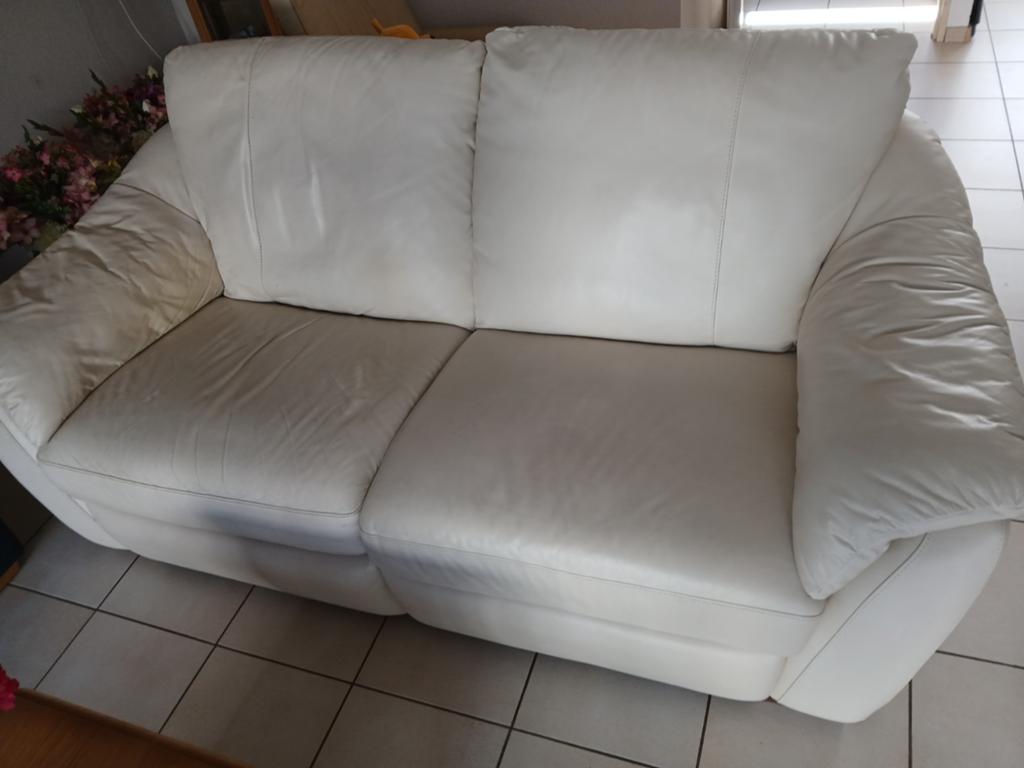 Lederen bank wit, Ophalen of Verzenden, 75 tot 100 cm, Tweepersoons