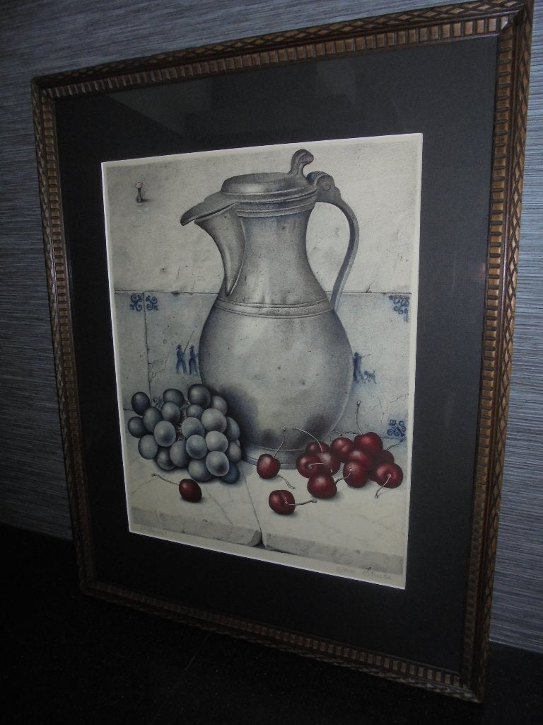 Jan Strube litho kersen en kan, Ophalen