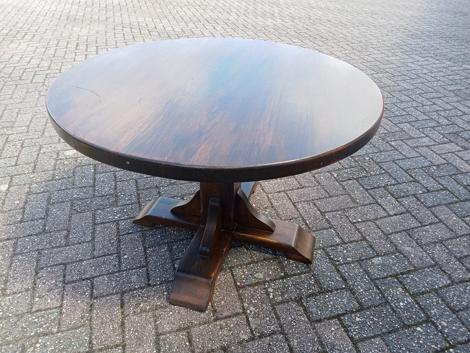 Ronde eiken tafel, Ophalen, Gebruikt