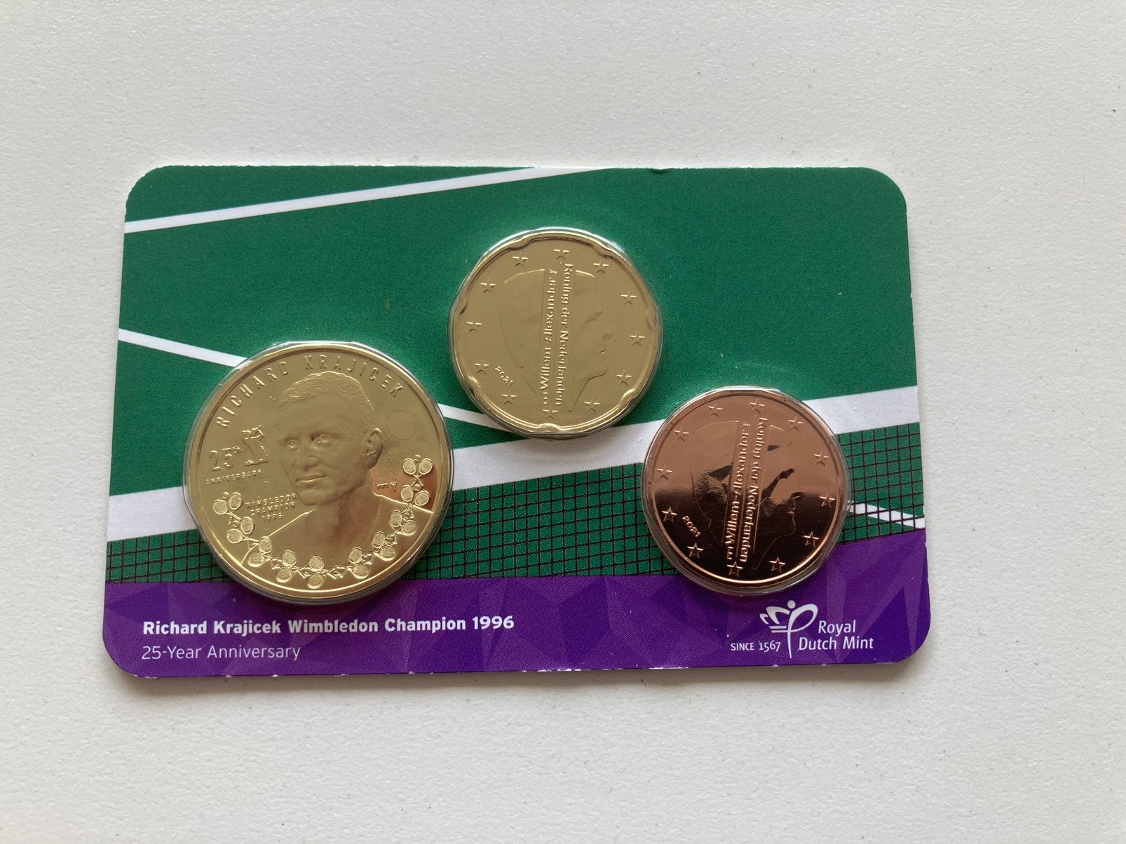Coincard Richard Krajicek 25 Jaar Wimbledon, Postzegels en Munten, Verzenden, Koningin Beatrix, Euro's