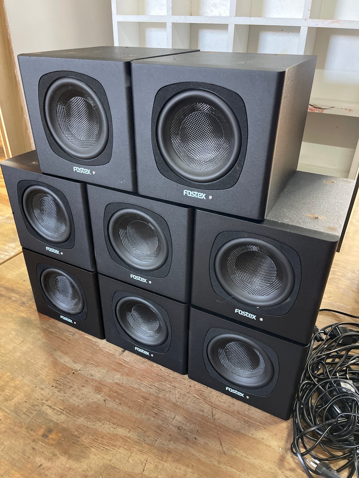 8x Fostex PM-SUBmini2 Subwoofers, Audio, Tv en Foto, Luidsprekers, Gebruikt, Inclusief kabels, Subwoofer, Ophalen