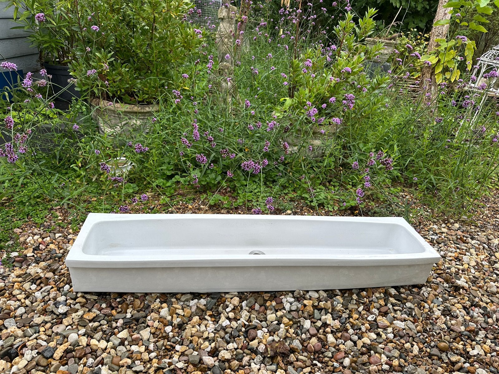 Lange witte wasbak voor badkamer of bijkeuken, Ophalen, Gebruikt, Wastafel